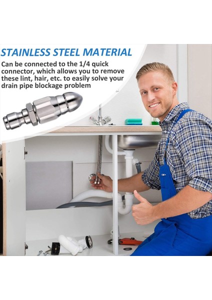 1/4 Yüksek Basınçlı Tıkanıklık Açma Yıkama Nozulları Kanalizasyon ve Kanalizasyon Hortumu Nozul Yıkama Aksesuarları 5000PSI (Yurt Dışından) indirimleri