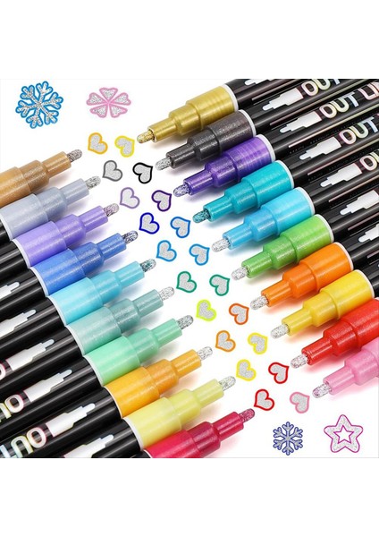 Çift Çizgili Simli Kalem Seti Süper Kıvrımlar Parıltılı Göz Kamaştırıcılar (Yurt Dışından)