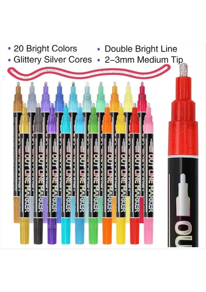 Çift Çizgili Simli Kalem Seti Süper Kıvrımlar Parıltılı Göz Kamaştırıcılar (Yurt Dışından) fiyatları