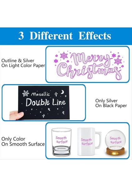 Çift Çizgili Simli Kalem Seti Süper Kıvrımlar Parıltılı Göz Kamaştırıcılar (Yurt Dışından) fırsatları