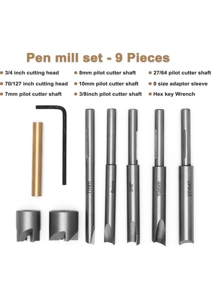 Kalem Freze Seti, Kalem Kitleri Için Namlu Kesme Sistemi 7mm, 8mm, 3/8 Inç, 27/64 Inç, 10MM Pilot Şaftlar Ahşap Işleme Kalem Kitleri Için (Yurt Dışından) modelleri