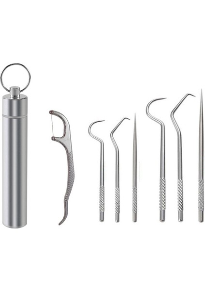 Diş Ipi Metal Kürdan Seti Yeniden Kullanılabilir Kürdanlar Taşınabilir Kürdan Diş Ipi Diş Temizleyici Ağız Bakımı Temizlik Araçları (Yurt Dışından)