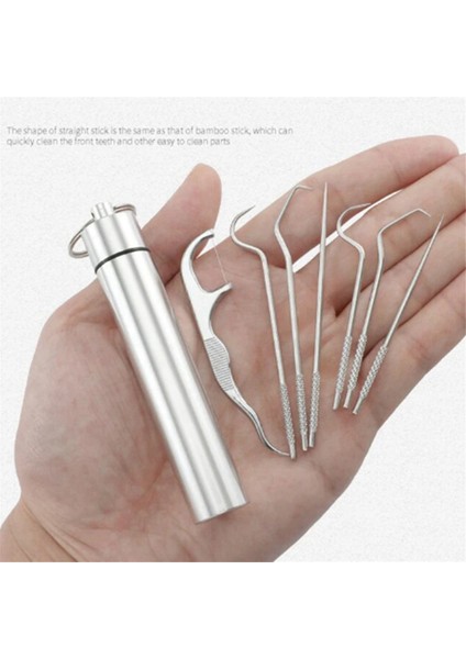 Diş Ipi Metal Kürdan Seti Yeniden Kullanılabilir Kürdanlar Taşınabilir Kürdan Diş Ipi Diş Temizleyici Ağız Bakımı Temizlik Araçları (Yurt Dışından) modelleri