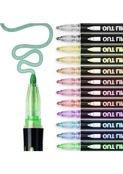 12 Renk Anahat Metalik Kalemler, Akrilik Boya Kalemi (Yurt Dışından)