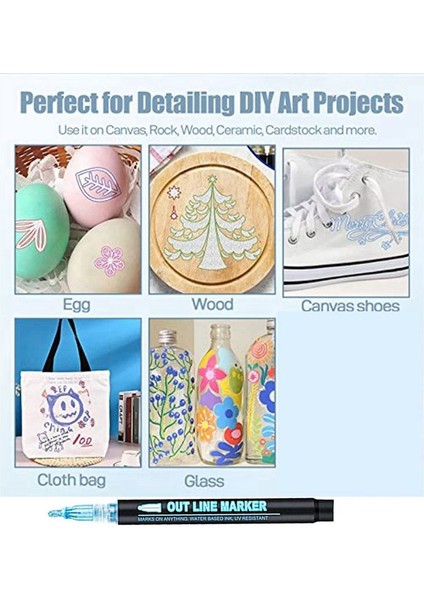 12 Renk Anahat Metalik Kalemler, Akrilik Boya Kalemi (Yurt Dışından) fiyatları