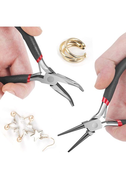 El Sanatları ve Onarım, Takı Yapımı Malzemeleri Için 2'li Paket Bükülmüş Zincir Burunlu Pense ve Yuvarlak Burunlu Pense (Yurt Dışından) fırsatları