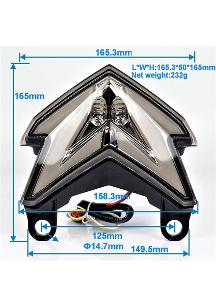 Kawasaki Z800 ZX6R Z125 Için Motosiklet LED Arka Lambası Fren Arka Sinyal Gösterge Lambası Arka Lambası (Yurt Dışından)