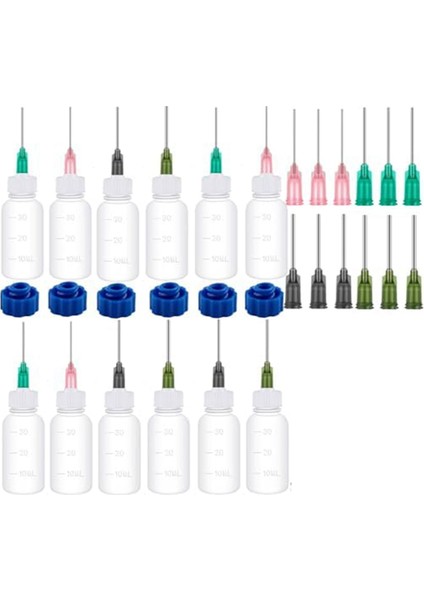 12 Adet Tutkal Aplikatör Şişeleri, 14GA, 16GA, 18GA, 20GA Künt Iğne Ucu ile Tutkal Uygulamaları, Boya ve Kıvırma El Sanatları Için (Yurt Dışından)