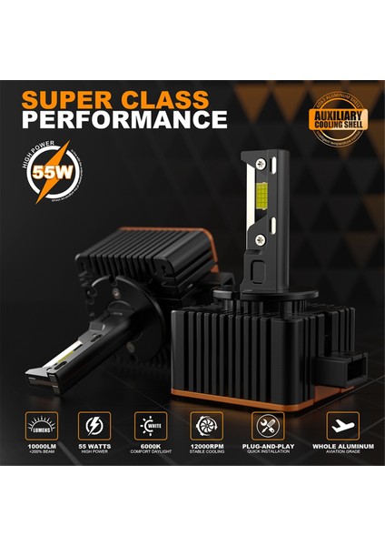 Yeni D Serisi Araba LED Far Ampulü 10000LM 6500K D1/D1S 3 Bakır Borulu 1 ÇIFT/110 W Yüksek Kaliteli V31 LED (Yurt Dışından) modelleri