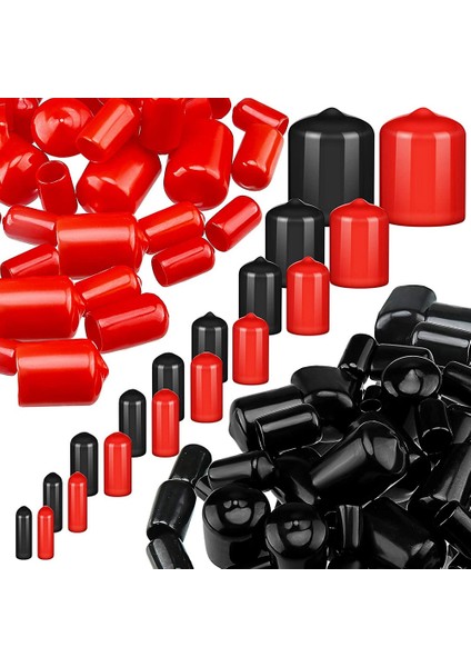 Boyutta 156 Parça Esnek Uç Kapakları Cıvata Vida Kauçuk Diş Koruyucu Kapak 2/25 Ila 4/5 Inç (Siyah, Kırmızı) (Yurt Dışından)