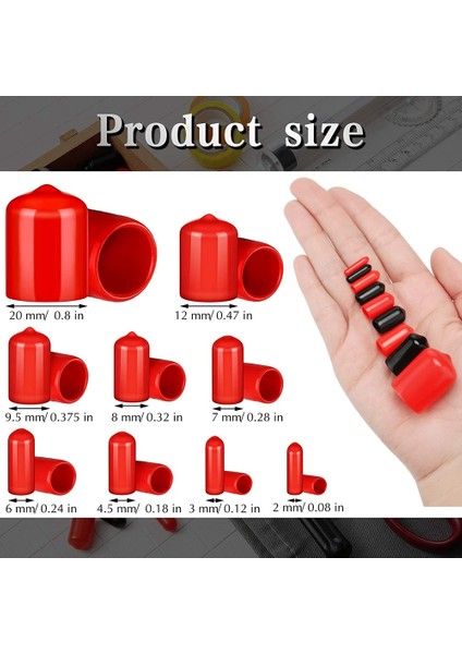 Boyutta 156 Parça Esnek Uç Kapakları Cıvata Vida Kauçuk Diş Koruyucu Kapak 2/25 Ila 4/5 Inç (Siyah, Kırmızı) (Yurt Dışından) fiyatları