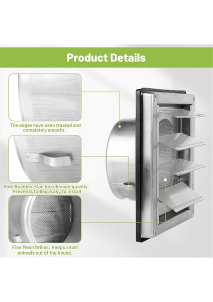 Havalandırma Izgarası 125 mm Paslanmaz Çelik Hava Menfezi Kapağı, Panjurlu Izgara Kapağı Havalandırma Düz Kanalı Hava Menfezi Duvar Girişi (Yurt Dışından) fırsatları