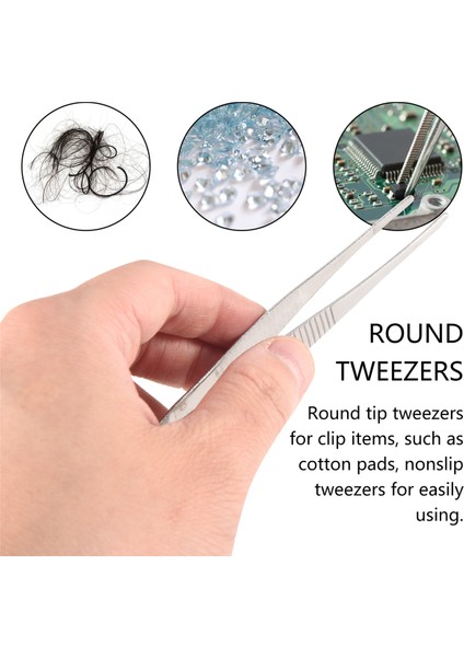 5,5" Uzunluğunda Gümüş Tonlu Paslanmaz Çelik Yuvarlak Uçlu Cımbız (Yurt Dışından) indirimleri