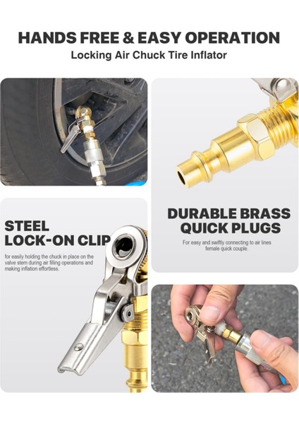 1/4 Inç Dişi Npt Kapalı Küresel Lastik Mandrenli Klipsli, Hava Mandrenli Hızlı Bağlantılı Kilitli Hava Mandrenli Lastik Şişirme Cihazı (Yurt Dışından)