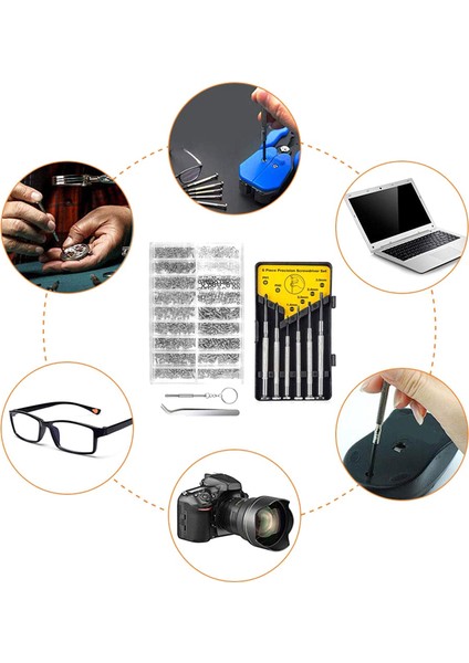 Gözlük Tamir Seti, 1000 Adet Gözlük Vidası ve Gözlük, Saat ve Gözlük Tamiri Için 6 Adet Tornavida (Yurt Dışından) modelleri