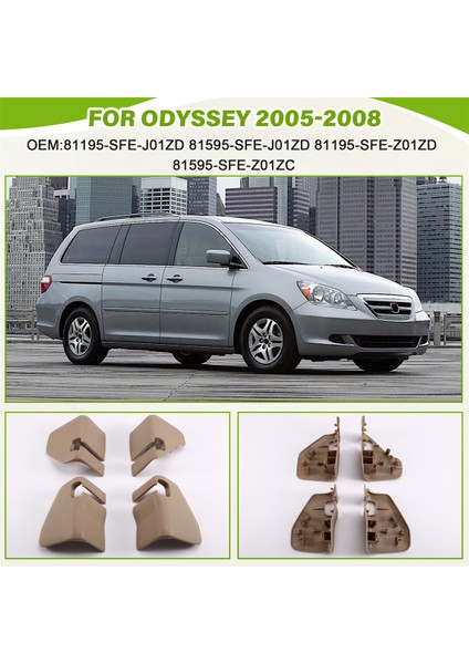 Honda Odyssey 05-08 81195-SFE-J01ZD 81595-SFE-J01ZD Için 4 Adet Orta Sıra Koltuk Rayı Döşeme Kapağı Kiti Sol ve Sağ Iç + Dış (Yurt Dışından) indirimleri