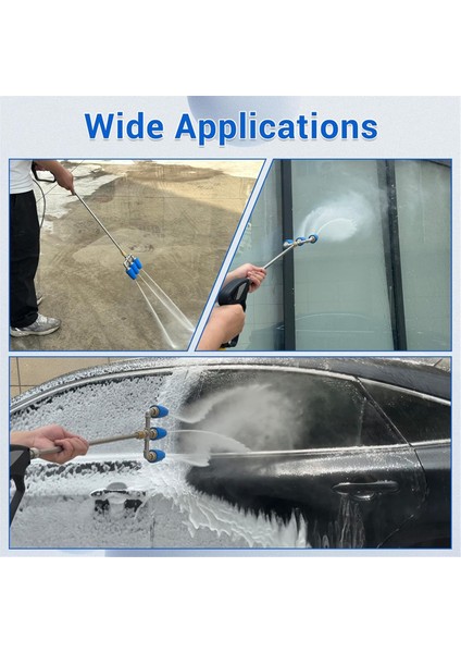 Üçlü Turbo Nozullu Basınçlı Yıkama Makinesi, 1/4 Inç Hızlı Bağlantılı 360° Dönebilen Turbo Nozul, 2.0 Delik, 4000 Psı (Yurt Dışından) fırsatları