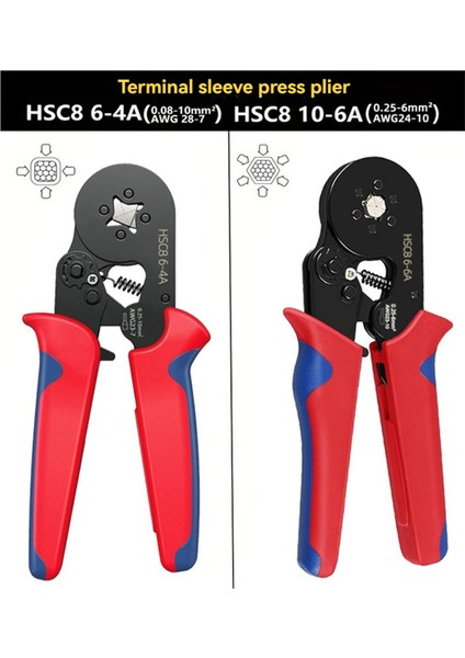 Hsc8 Kablo Tel Kıvırma Pensesi Sıkma Aleti Pense Seti 6-4/6A 23-7AWG Kendinden 1200 Adet Kablo Ucu Bağcıklı Terminaller Kiti (Yurt Dışından) modelleri