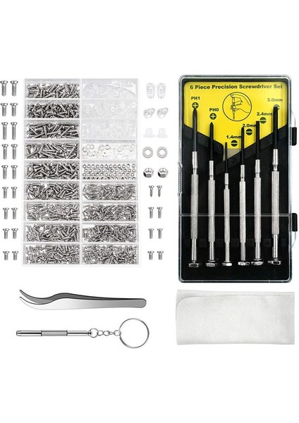 Gözlük Tamir Takımı, 1000 Adet Gözlük Vidası ve 6 Adet Tornavida (Yurt Dışından)