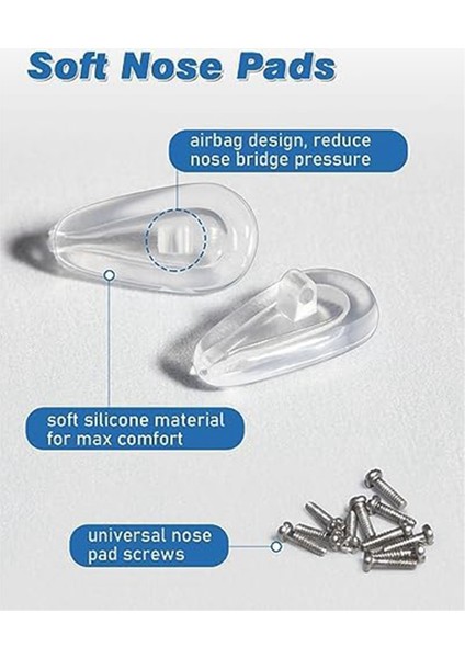 Gözlük Burun Pedleri, 12 Çift Burun Pedli Yumuşak Silikon Gözlük Burun Pedi Tamir Takımı, 24 Üniversal Vida (Yurt Dışından) fiyatları