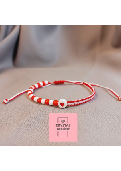 Türkiye Milli Takım Kalpli Boncuk Makrome Taraftar Bileklik – Unisex El Yapımı Ayarlanabilir Kırmızı Beyaz - Türkiye Bileklik - Makrome Bileklik - Kırmızı Beyaz Taraftar Bileklik modelleri