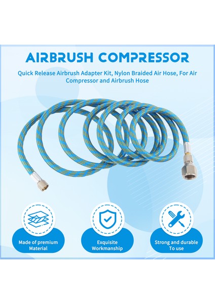 Airbrush Adaptör Seti, Hızlı Çıkarmalı Airbrush Adaptör Kiti, Naylon Örgülü Hava Hortumu, Hava Kompresörü ve Airbrush Hortumu Için (Yurt Dışından) fırsatları