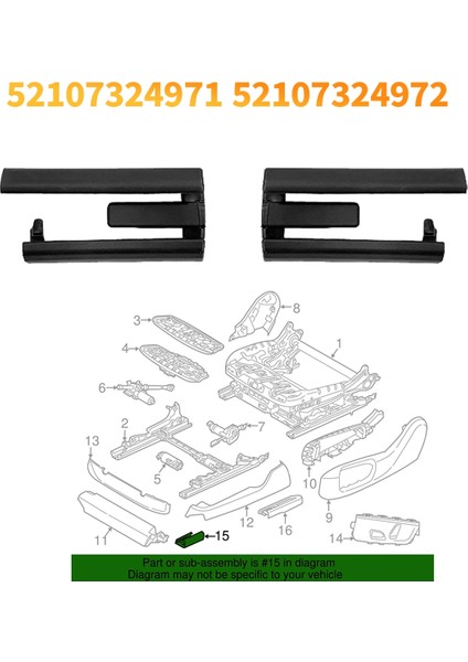 Bmw X5 M X6 F15 F16 F85 F86 2013-2018 Koltuk Kılavuz Ray Plakası Için 1 Çift Ön Koltuk Rayı Döşemesi 52107324971 52107324972 (Yurt Dışından) fiyatları