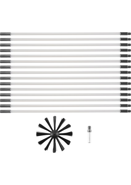 17 Parça Baca Fırçası Seti Ev Endüstriyel Baca Kazan Fırçası Kurutma Makinesi Temizleme Aracı Şömine Temizleme Kiti (Yurt Dışından)