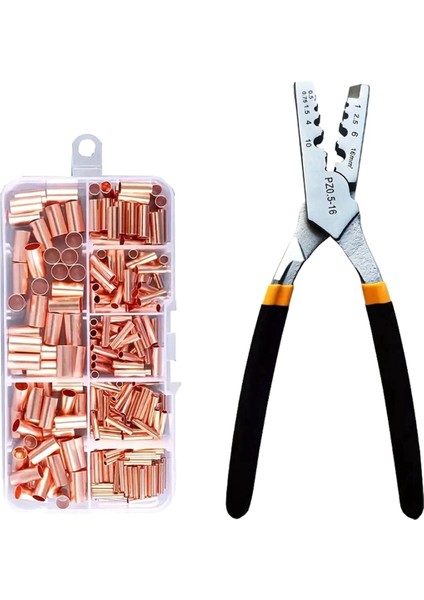 250 Adet Gt Bakır Bağlantı Borusu Tel Bağlantı Parçası Küçük Bakır Boru Terminali Kablo Pabucu Bağcıklı Ferül Seti Sıkma Pensesi ile (Yurt Dışından)