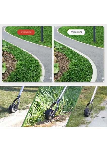 Tekerlekli Döner Kenar Kesme Makinesi, Manuel Kenar Kesme Makinesi, Sağlam 4 Bölmeli Paslanmaz Çelik Çim Kenar Kesme Makinesi ile Ayarlanabilir Uzunluk (Yurt Dışından)