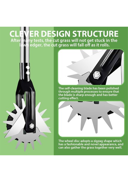 Tekerlekli Döner Kenar Kesme Makinesi, Manuel Kenar Kesme Makinesi, Sağlam 4 Bölmeli Paslanmaz Çelik Çim Kenar Kesme Makinesi ile Ayarlanabilir Uzunluk (Yurt Dışından) indirimleri