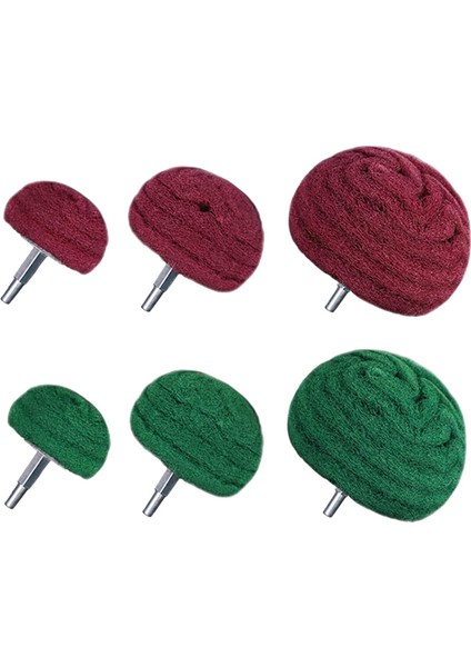 6 Adet Kubbe Tipi Zımpara Mop Parlatma Pedi, Naylon Elyaf Parlatma Tekerleği, 180 Tane ile 320 Tane Karışık (Kırmızı + Yeşil Karışık) (Yurt Dışından)