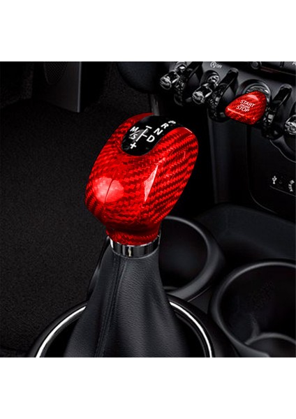 Mini Cooper F54 F55 F56 F57 F60 Için Kırmızı ve Başlatma Anahtarı ile Gerçek Karbon Fiber Vites Kolu Kılıfı Vites Topuzu Kılıfı (Yurt Dışından) fırsatları