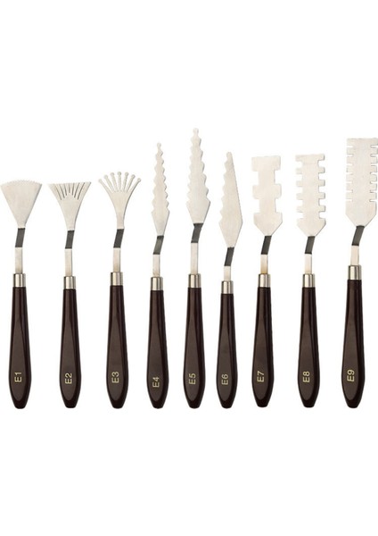 9 Parça Profesyonel Paslanmaz Çelik Palet Kazıyıcı Seti Spatula Palet Bıçağı Boyama Karıştırma Kazıyıcı Seti (Yurt Dışından)