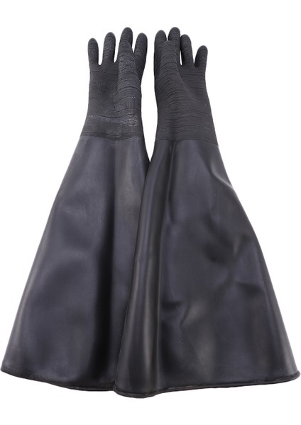 Kauçuk Siyah Kumlama Eldiveni Şeritli Aşındırıcı Kumlama Eldiveni Kumlama Kabini Için 65X30CM (Yurt Dışından)