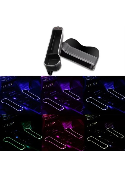Araba Koltuğu Dolum Bardak Tutucu 7 Renk Değiştiren LED Otomatik Dar Alan Depolama Düzenleyici Kutusu 2 USB Şarj Cihazı ile Sol (Yurt Dışından) fiyatları
