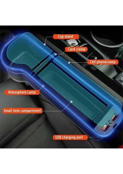 Araba Koltuğu Dolum Bardak Tutucu 7 Renk Değiştiren LED Otomatik Dar Alan Depolama Düzenleyici Kutusu 2 USB Şarj Cihazı ile Sol (Yurt Dışından) indirimleri