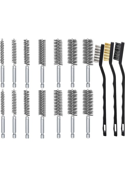 17 Parça Tel Fırça Seti, Endüstriyel Tel Fırçalarla 14 Boyutta Matkap Darbeli Sürücü Için Tel Delik Fırçası (Yurt Dışından)