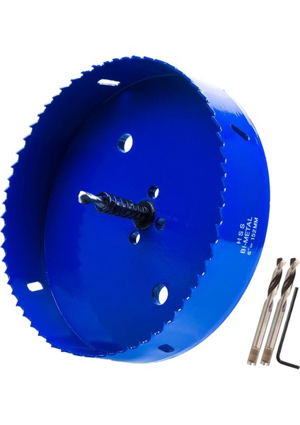 Mısır Deliği Tahtaları/mısır Deliği Delme Kesici ve Altıgen Şaftlı Matkap Ucu Adaptörü Için 6 Inç 152 mm Delik Testeresi Bıçağı (Mavi) (Yurt Dışından)