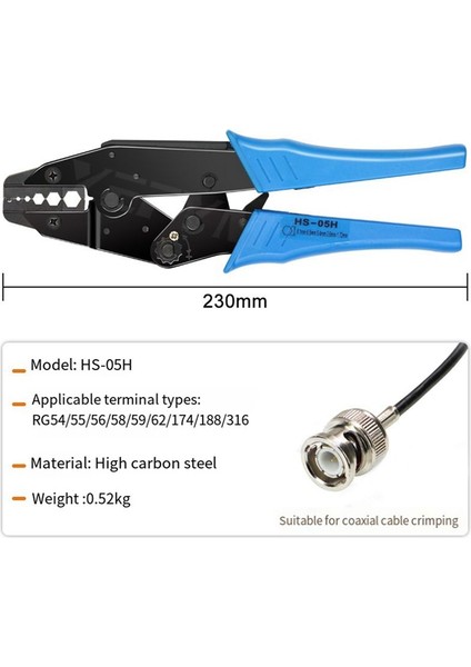 Koaksiyel Kablo Sıkma Pensesi Seti HS-05H RG55, 62 Için Sıkma Pensesi (Yurt Dışından) indirimleri