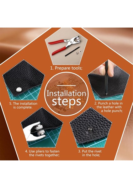 180 Takım Deri Perçin, 8 mm Çift Yuvarlak Kapaklı Deri Perçin, 3 Renk Kapaklı Deri Perçin, Sabitleme Aletleriyle Metal Çiviler (Yurt Dışından) fiyatları