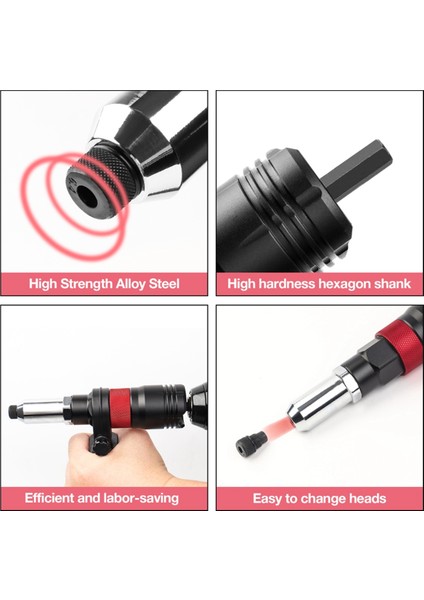 Akülü Perçinleme Makinesi Seti 2,4 Mm/3,2 Mm/4,0 Mm/4,8 Mm/6,4 mm Somun Eklemeli Perçinleme Aletleri Endüstriyel Elektrikli Perçin Adaptörü (Yurt Dışından) fırsatları