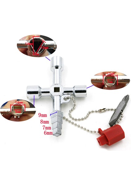 2 Adet Evrensel Anahtar Anahtarı 4'ü 1 Arada Kontrol Kabini Anahtarı, Su Elektrik Sayacı Radyatör Asansörü Için Kare Üçgen Anahtar (Yurt Dışından)