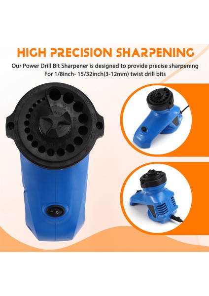 1/8 Inç - 15/32 Inç 3-12 mm Bükümlü Matkap Ucu Bileyici Için Elektrikli Matkap Ucu Bileyici Öğütücü Matkap Ucu Bileyici Makinesi Abd Fişi (Yurt Dışından) indirimleri