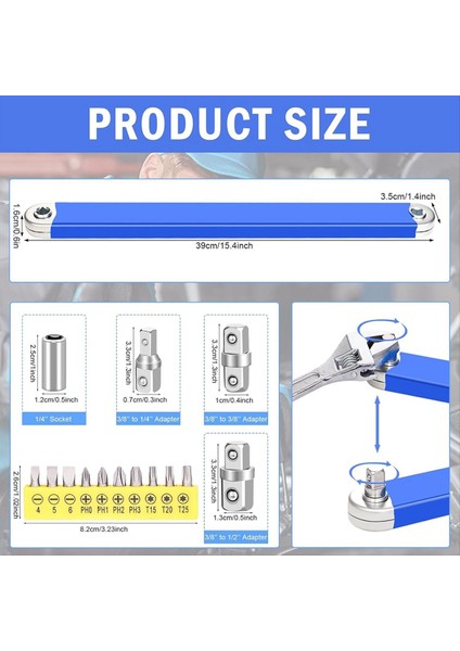 15 Inç 0 Derece Cırcırlı Dar Erişimli Uzatma Anahtarı Seti (Yurt Dışından) modelleri