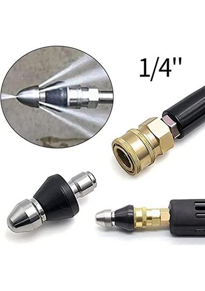 Adet Kanalizasyon Temizleme Aleti Yüksek Basınçlı Nozul, Paslanmaz Kanalizasyon Jet Nozulu, Basınçlı Yıkayıcı Için Kanalizasyon Jet Kiti 1/4 Inç (Yurt Dışından) fiyatları