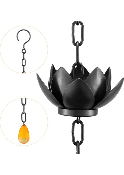 Yağmur Zinciri Seti, Adaptörlü Oluklar Için 4 Ft Bakır Kaplamalı Yağmur Zinciri, Oluk Iniş Borusunu Değiştirmek Için Lotus Yağmur Zinciri Kapları (Yurt Dışından) fiyatları