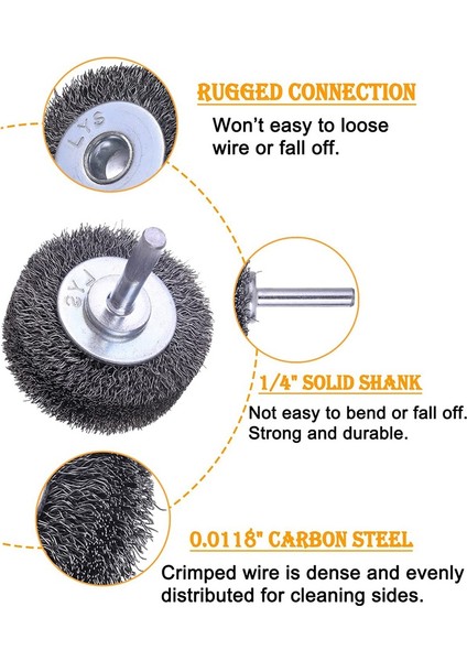 Matkap Ataşmanı Için Tel Fırça, 2 Inç Boya Pası Sökücü, 0,0118 Inç Karbon Çelik Tel, 1/4 Inç Şaft, 20000 Rpm 2 Adet (Yurt Dışından) modelleri