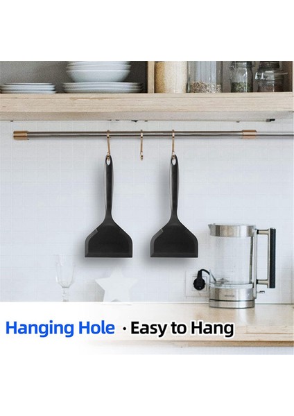 Silikon Spatula Krep Kürek Omlet Spatula Yumurta Balık Krep Mutfak Kazıyıcı Siyah (Yurt Dışından) fırsatları