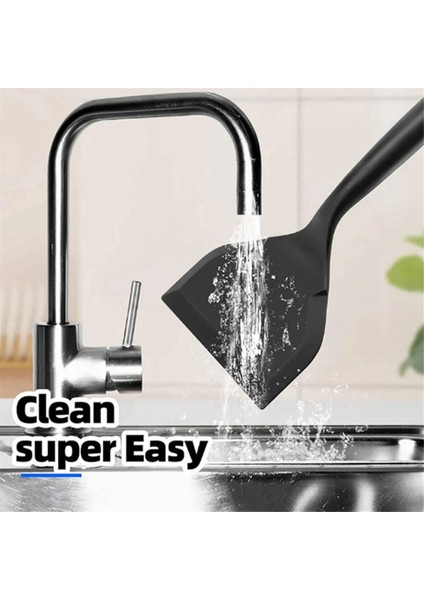 Silikon Spatula Krep Kürek Omlet Spatula Yumurta Balık Krep Mutfak Kazıyıcı Siyah (Yurt Dışından) indirimleri